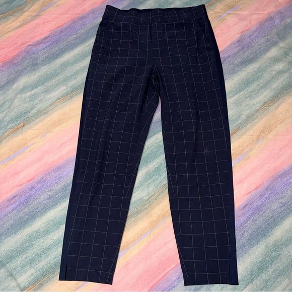 Athleta Brooklyn Textured Ankle Pants - Navy Windowpane women’s size 8 - Picture 4 of 9